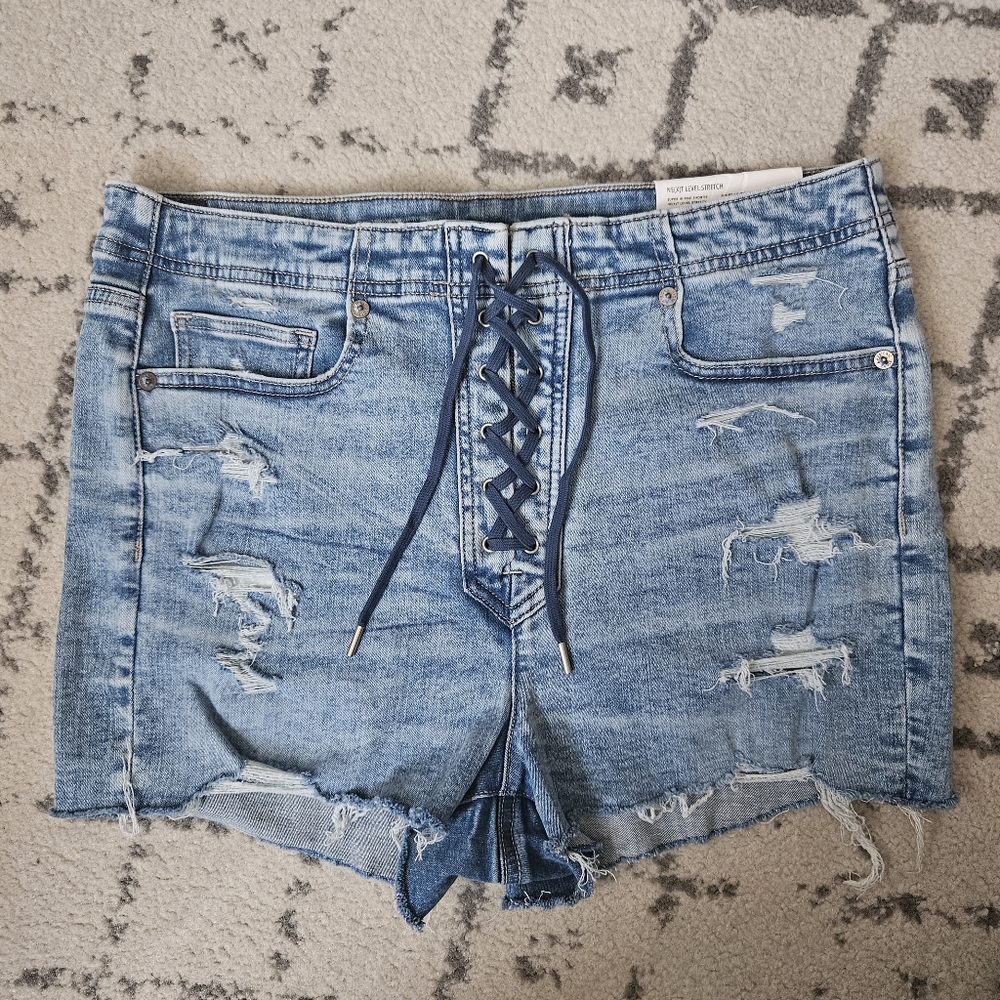 AE Tie Front Super High Rise Shortie Sz 12